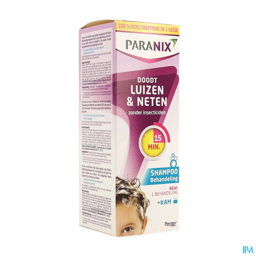 Paranix® Behandelingsshampoo Tegen Hoofdluizen En Neten 15 Min 200 ml + Kam