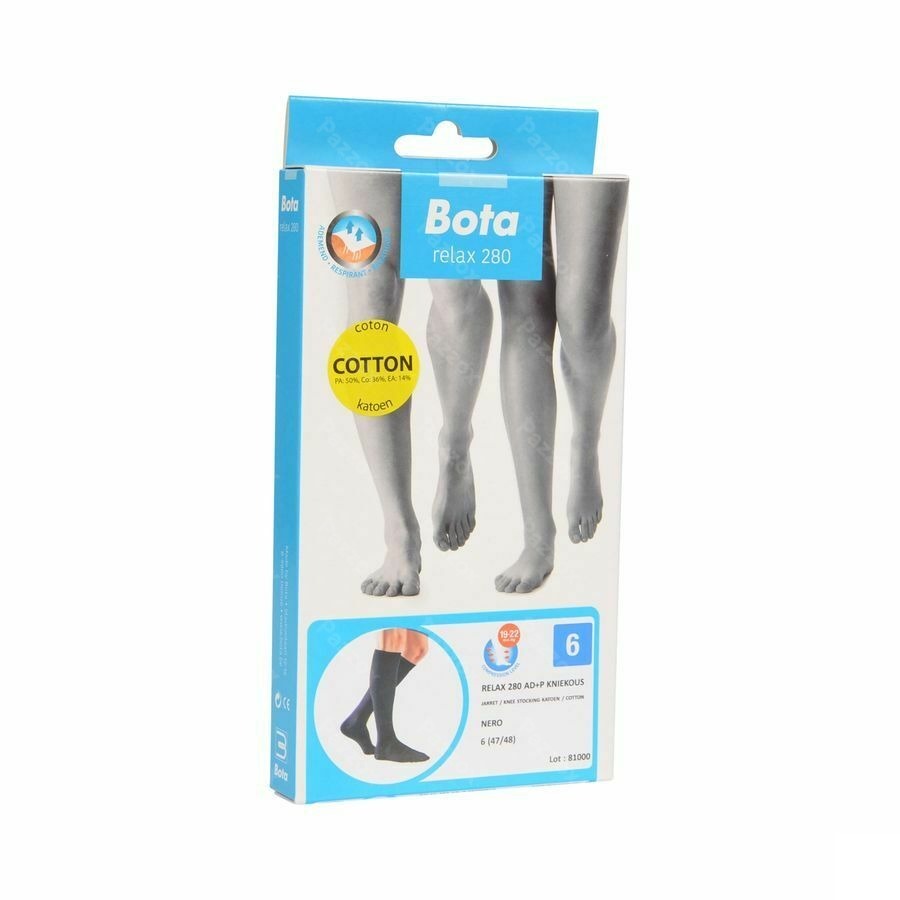 Bota Relax 280 Katoen Korte Kous Zwart N6