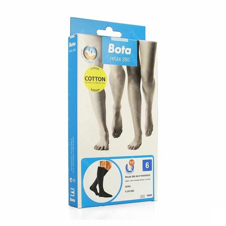 Bota Relax 280 Katoen Korte Kous Zwart N6