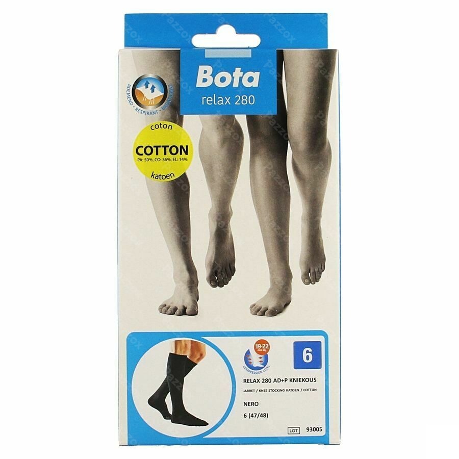 Bota Relax 280 Katoen Korte Kous Zwart N6