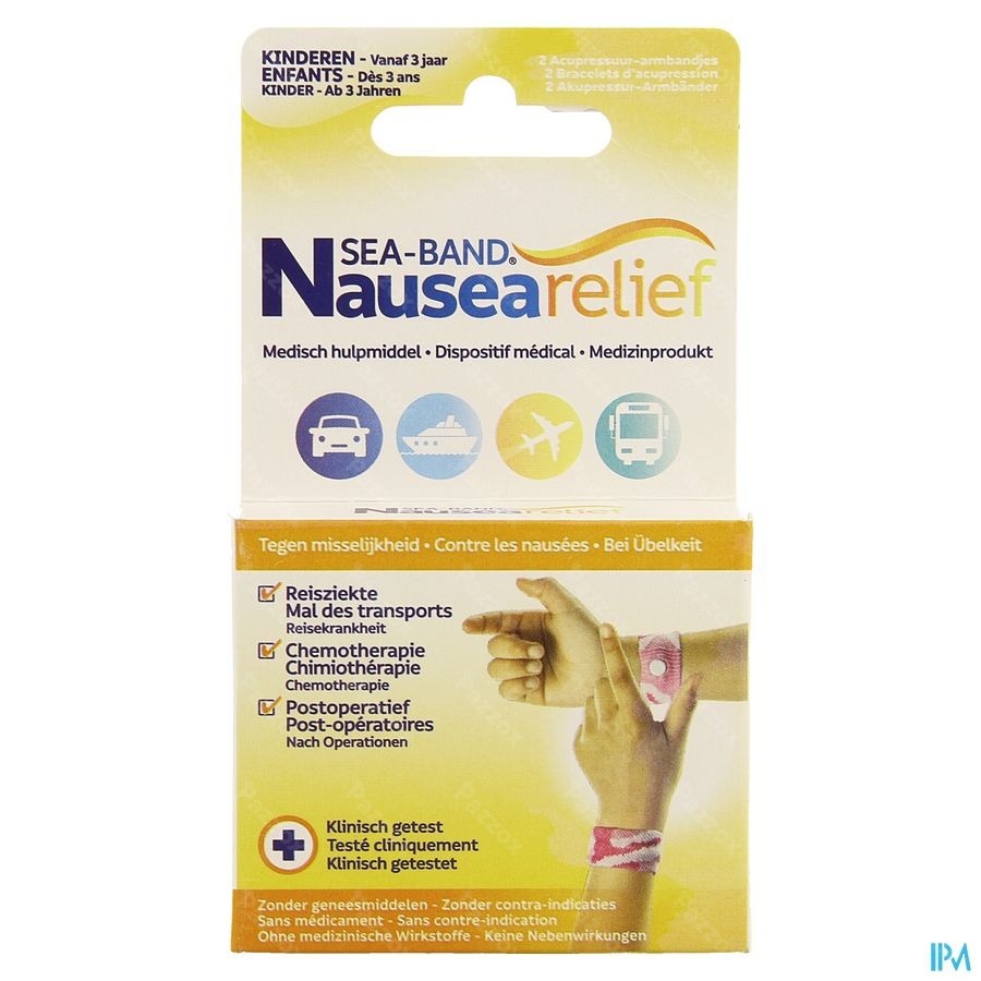 Sea Band Kind Anti-misselijkheid Armband Roze 2 Stuks