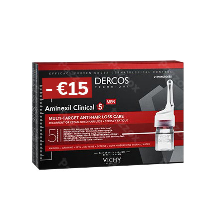 Vichy Dercos Aminexil Clinical 5 Anti-haaruitval Mannen 21 Flesjes Promo -€15