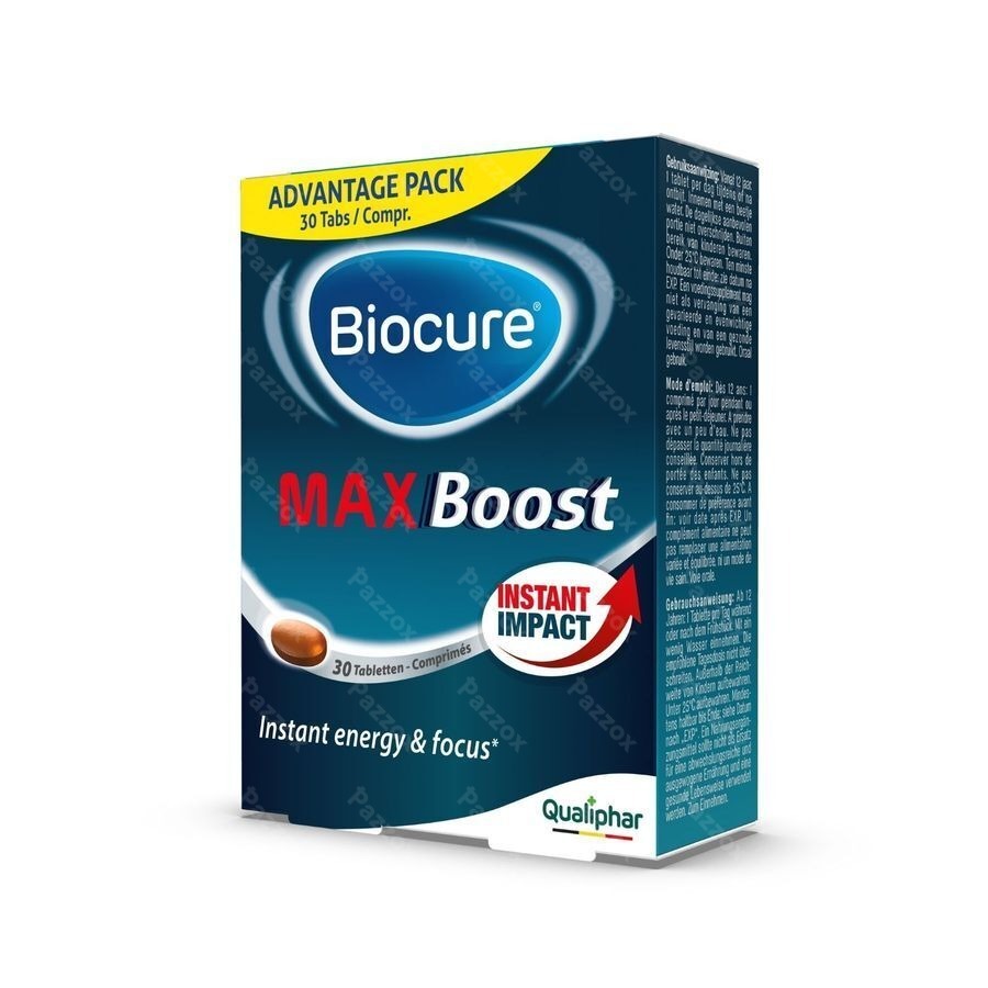Biocure MAX Boost Instant Energie & Concentratie 30 Tabletten