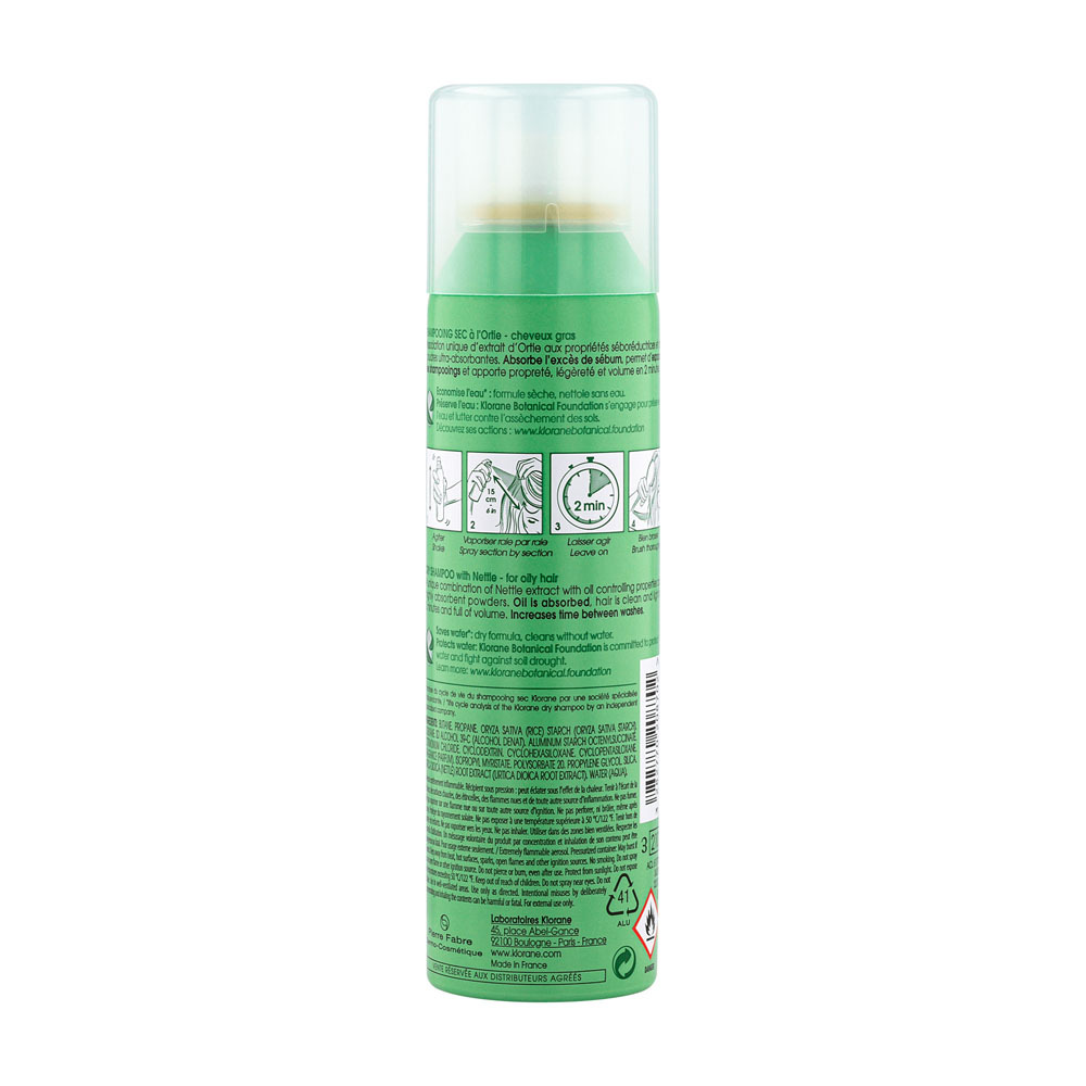 Klorane Talgregulerende Droogshampoo Met Brandnetel Vet Haar 150ml