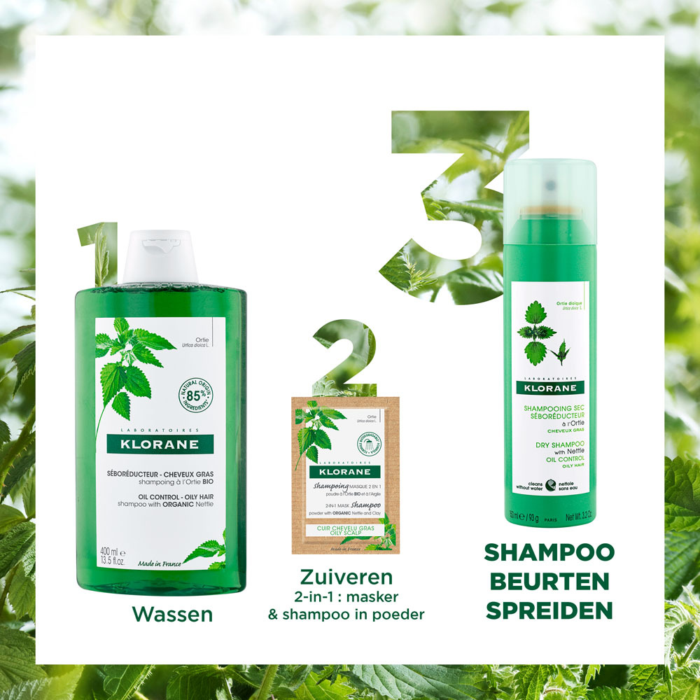 Klorane Talgregulerende Droogshampoo Met Brandnetel Vet Haar 150ml