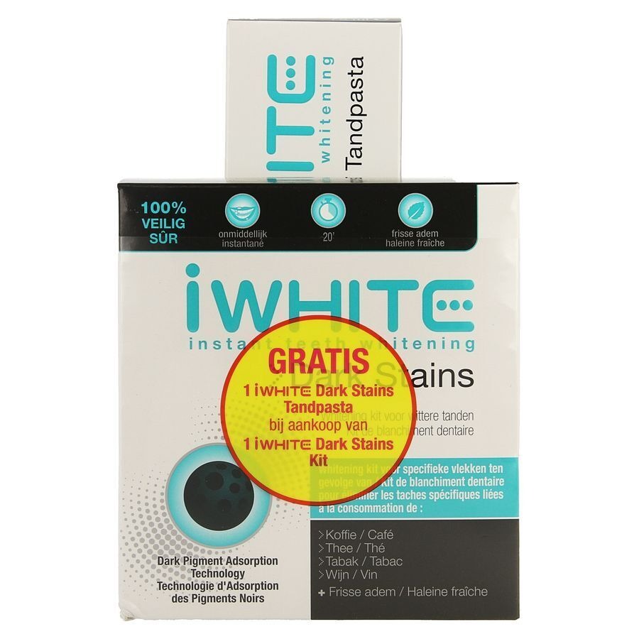 Iwhite Dark Stains Kit + Tandpasta 75ml Gratis