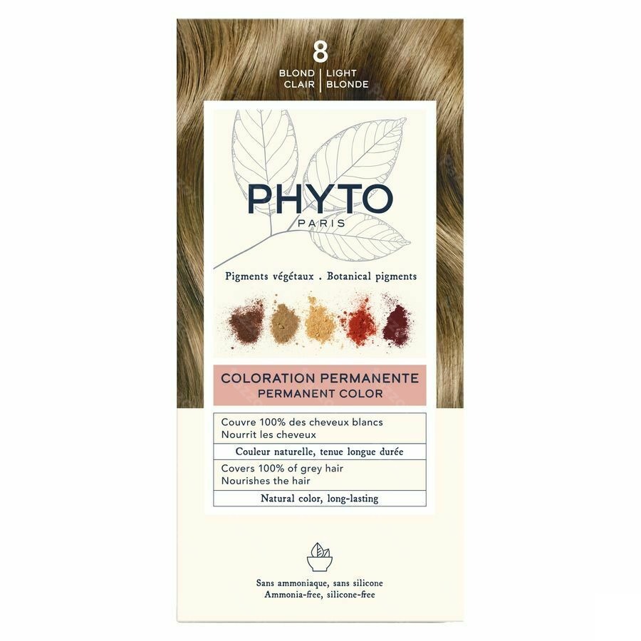 Phytocolor Permanente Haarkleuring 8 Lichtblond Intense en Natuurlijke Kleur