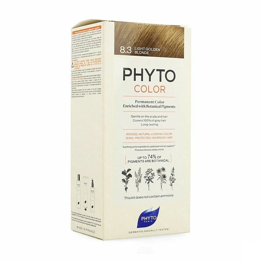 Phytocolor Permanente Haarkleuring 8.3 Goud Lichtblond Intens en Natuurlijke Kleur