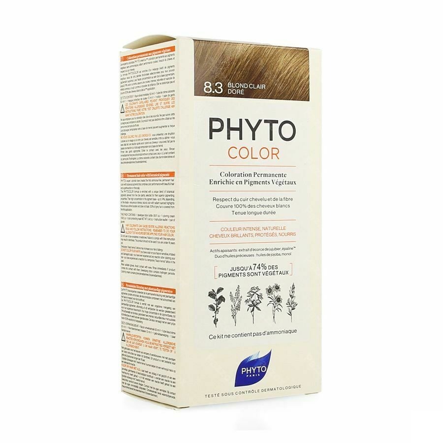 Phytocolor Permanente Haarkleuring 8.3 Goud Lichtblond Intens en Natuurlijke Kleur