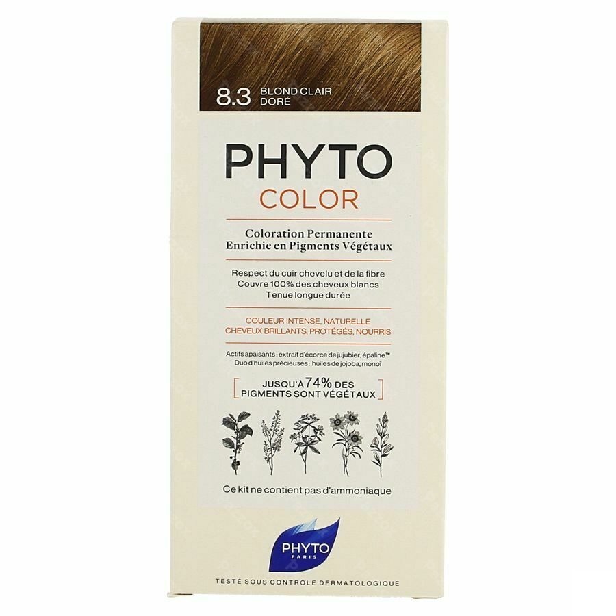 Phytocolor Permanente Haarkleuring 8.3 Goud Lichtblond Intens en Natuurlijke Kleur