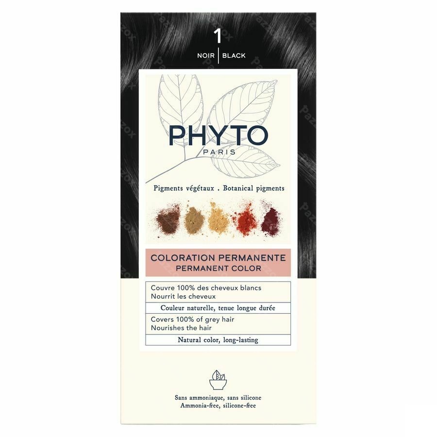 Phytocolor Permanente Haarkleuring 1 Zwart Intens en Natuurlijke Kleur