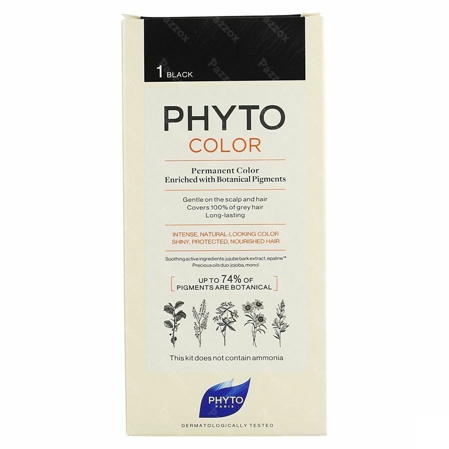 Phytocolor Permanente Haarkleuring 1 Zwart Intens en Natuurlijke Kleur