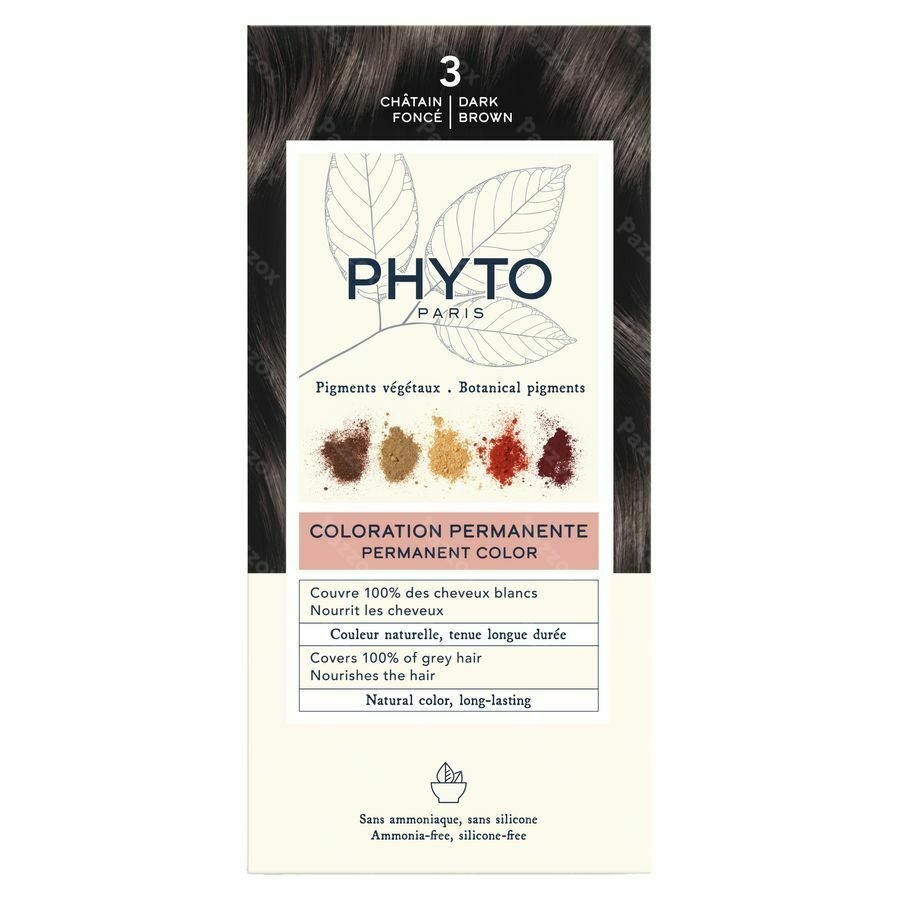 Phytocolor Permanente Haarkleuring 3 Chatain Fonce Intense en Natuurlijke Kleur