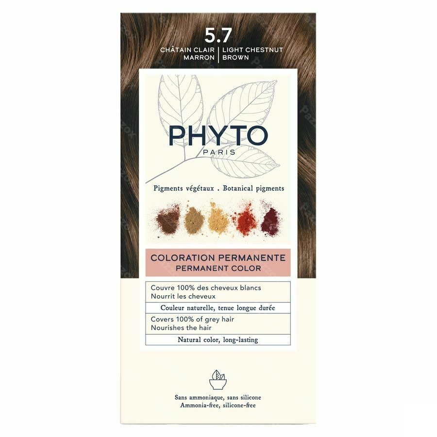 Phytocolor Permanente Haarkleuring 5.7 Chatain Clair Marron Intense en Natuurlijke Kleur