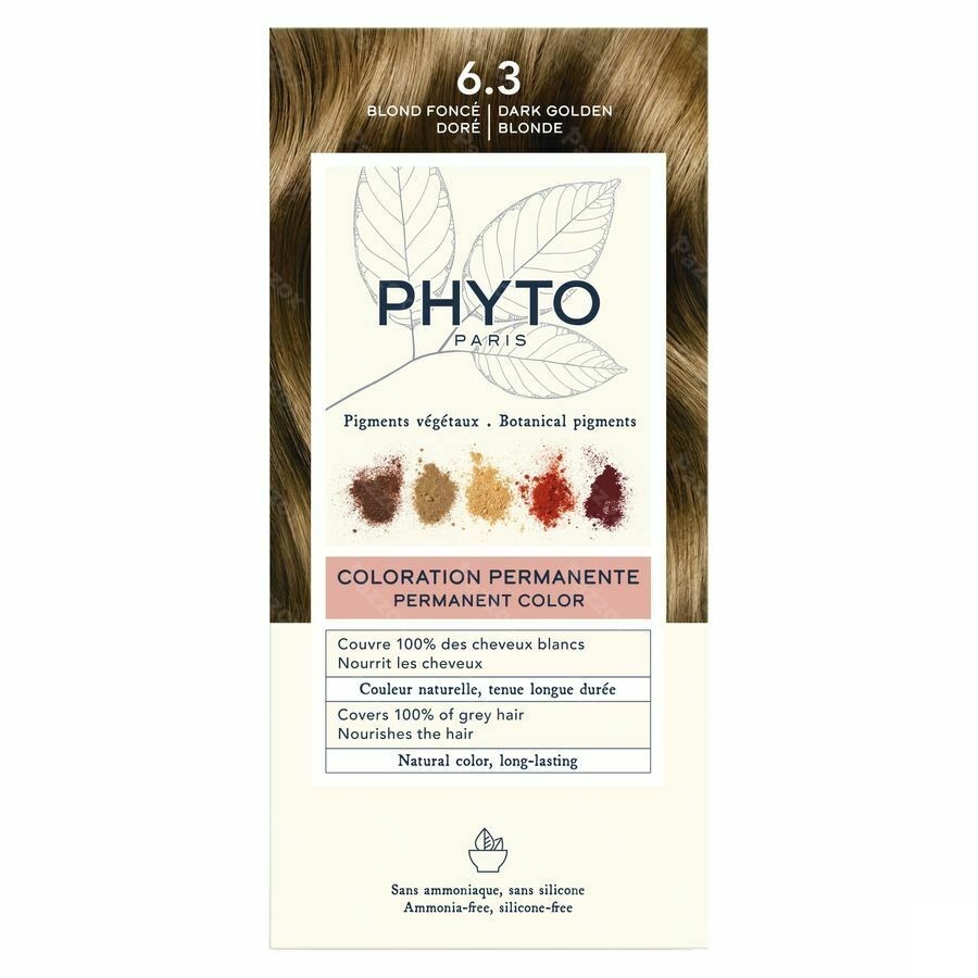 Phytocolor Permanente Haarkleuring 6.3 Donker Goudblond Intense en Natuurlijke Kleur