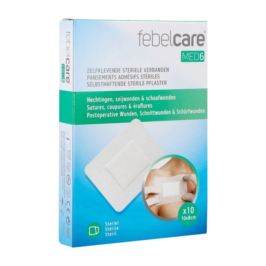 Febelcare Med6 Zelfkl.steriele Verband.10x8cm 10st