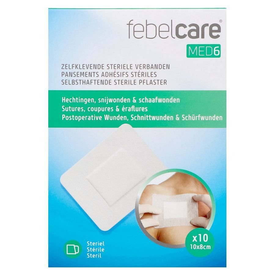 Febelcare Med6 Zelfkl.steriele Verband.10x8cm 10st