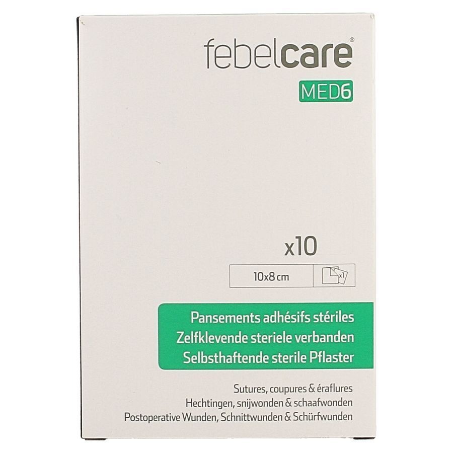 Febelcare Med6 Zelfkl.steriele Verband.10x8cm 10st