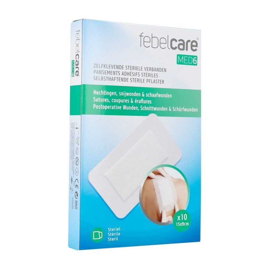 Febelcare Med6 Zelfkl.steriele Verband.15x9cm 10st