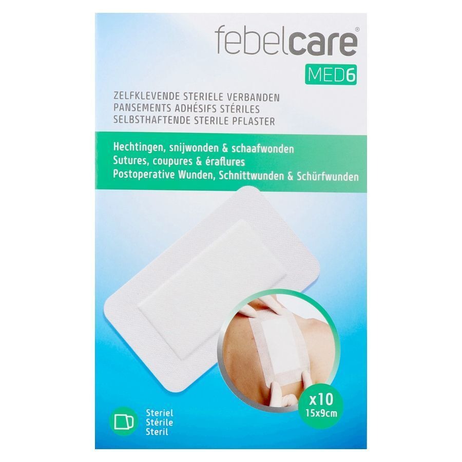 Febelcare Med6 Zelfkl.steriele Verband.15x9cm 10st