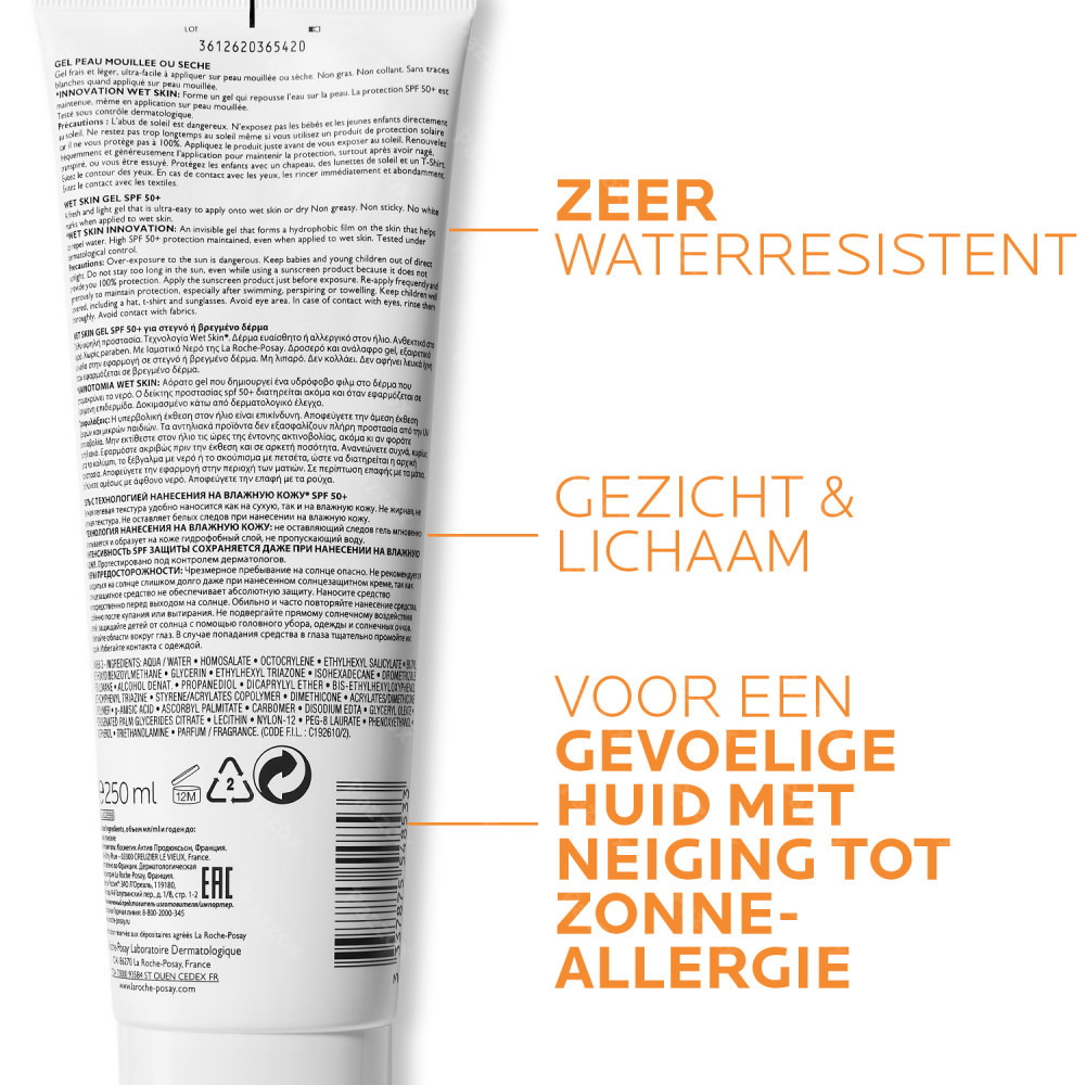 La Roche-Posay Anthelios Wetskin Volwassenen Ip50+ 250ml