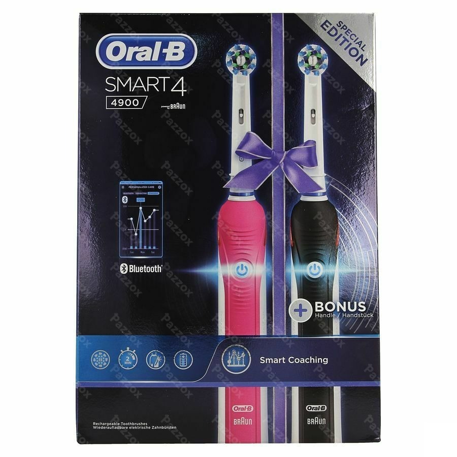Oral-B Smart 4 Electrische Tandenborstel Duo Pack Zwart en Roze