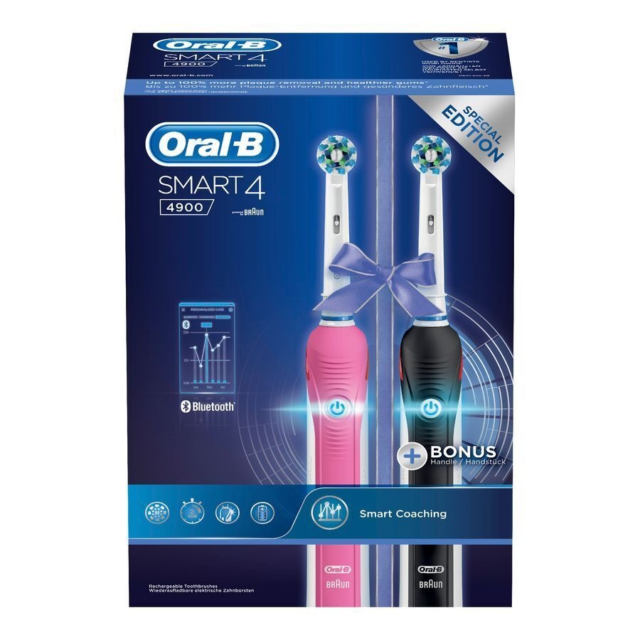 Oral-B Smart 4 Electrische Tandenborstel Duo Pack Zwart en Roze