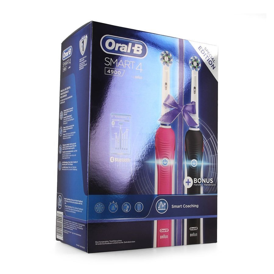 Oral-B Smart 4 Electrische Tandenborstel Duo Pack Zwart en Roze