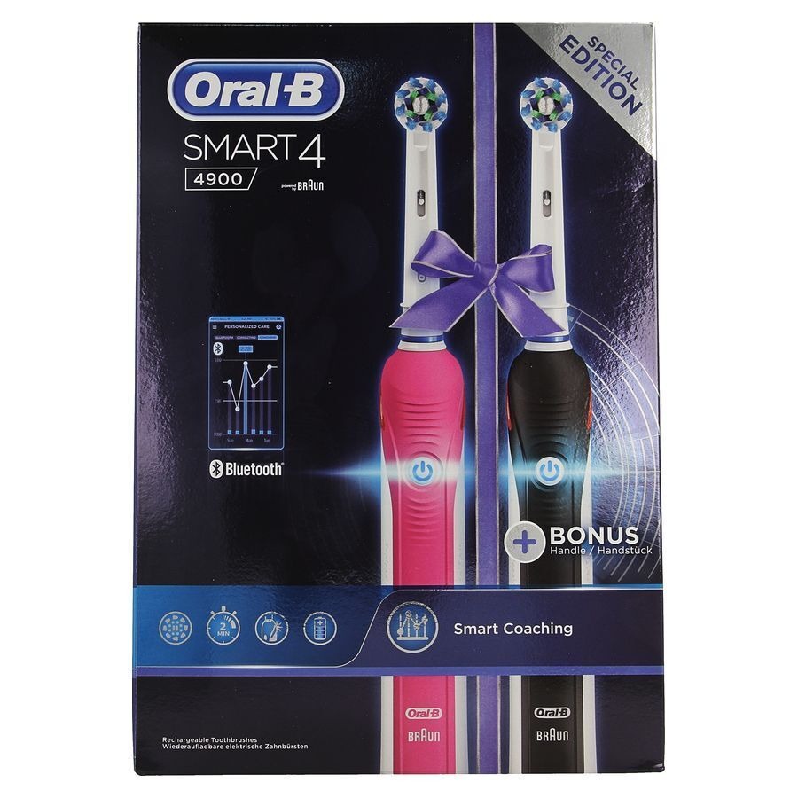 Oral-B Smart 4 Electrische Tandenborstel Duo Pack Zwart en Roze