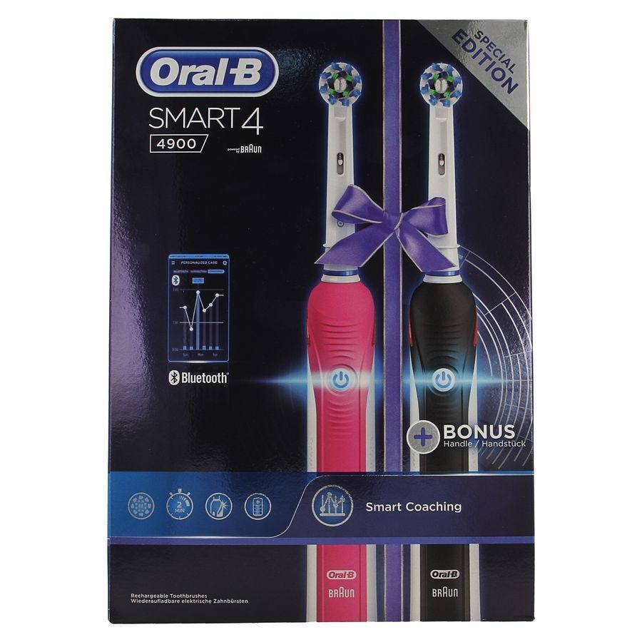 Oral-B Smart 4 Electrische Tandenborstel Duo Pack Zwart en Roze