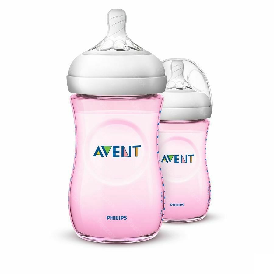 Philips Avent Natural 2.0 Zuigfles 260ml Roze Duo SCF034/27