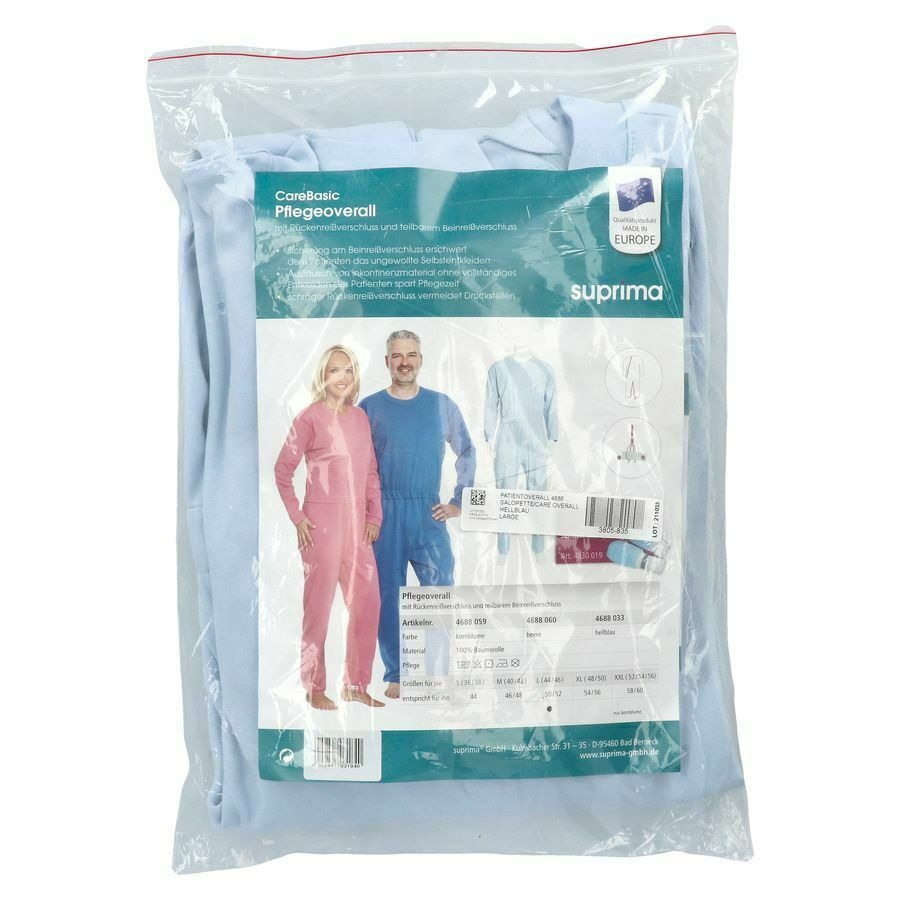 Suprima 4688 Patientoverall Rits Lichtblauw l