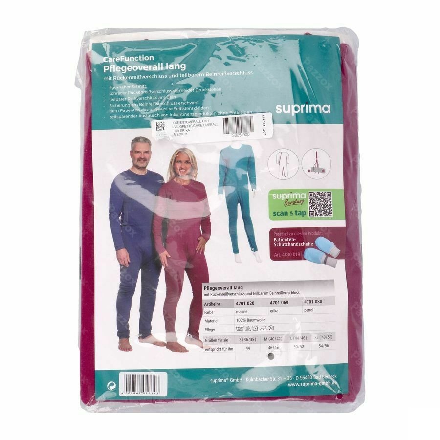 Suprima 4701 Patientoverall Rug+beenrits Erika M