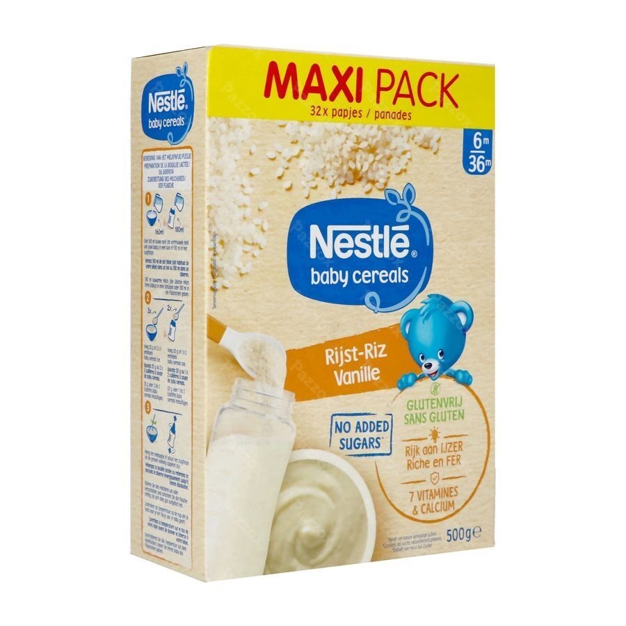 Nestle Baby Cereals Rijst Vanille Glutenvrij Granen Baby 6+ Maanden 500g