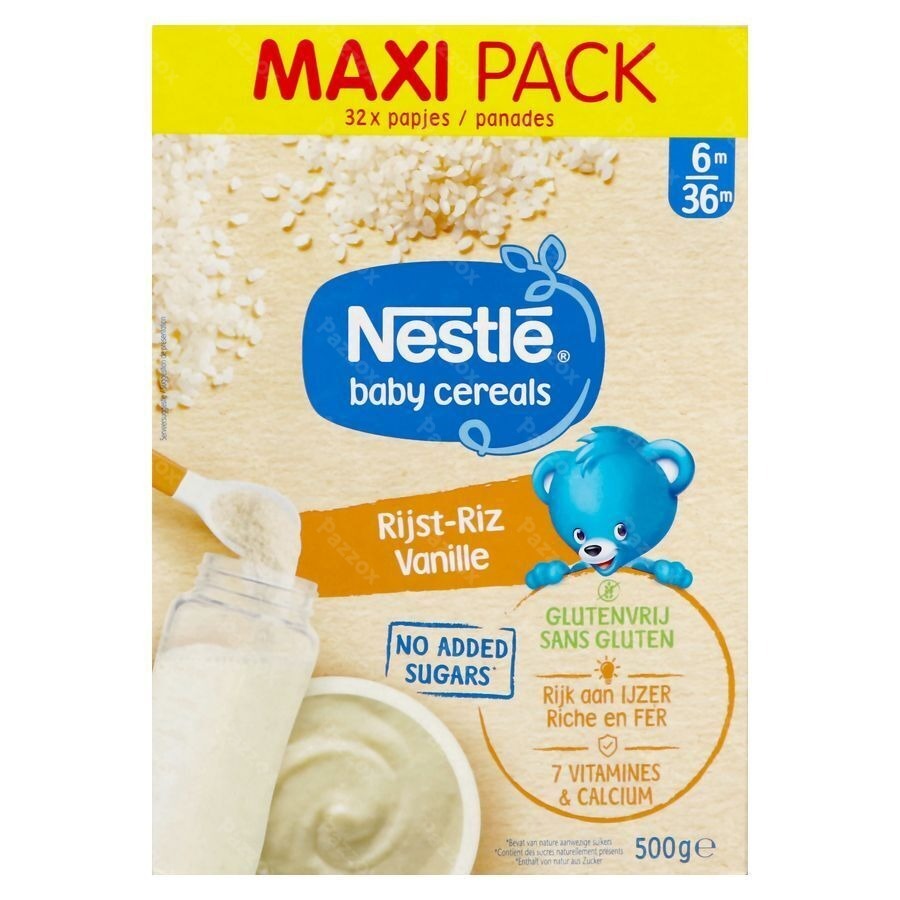 Nestle Baby Cereals Rijst Vanille Glutenvrij Granen Baby 6+ Maanden 500g