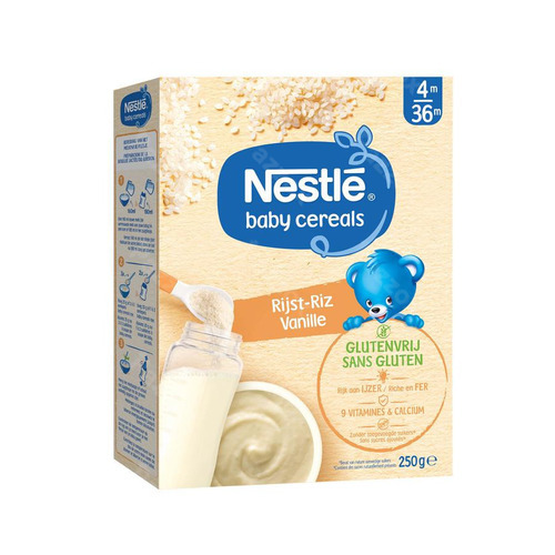 Nestle Baby Cereals Rijst Vanille Glutenvrij Granen Baby 4+ Maanden 250g