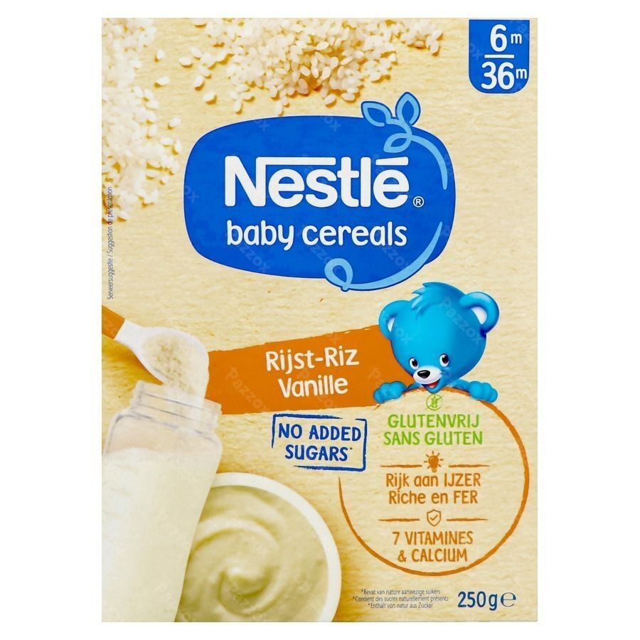 Nestle Baby Cereals Rijst Vanille Glutenvrij Granen Baby +6 Maanden 250g