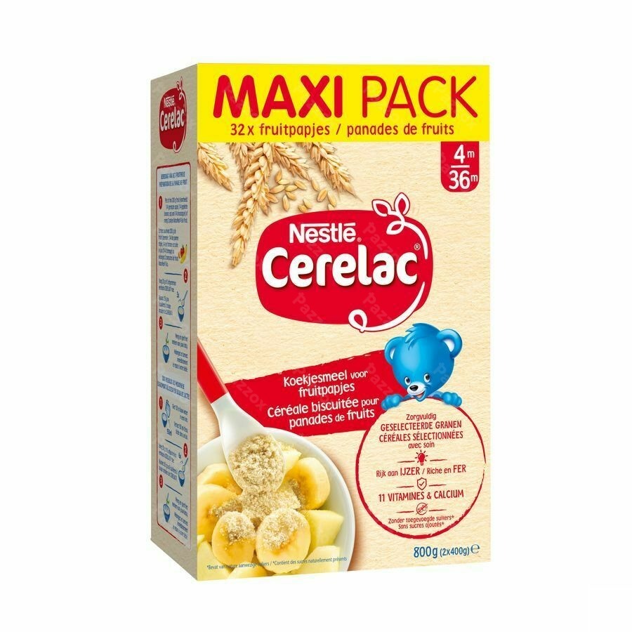 Nestle Cerelac Granen Biscuitkruimeltjes Baby 4+ Maanden Maxi Pack 800g