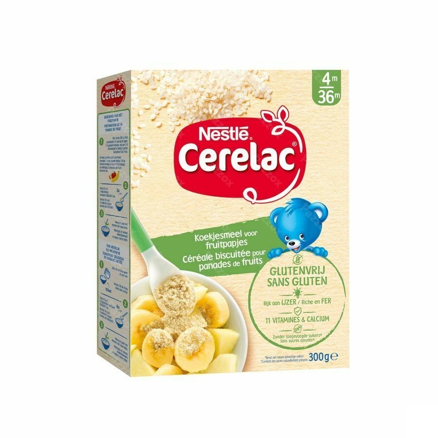 Nestle Cerelac Glutenvrij Granen Biscuitkruimeltjes Baby 4+ Maanden 250g