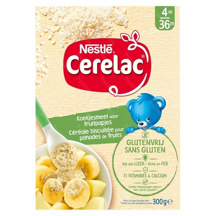 Nestle Cerelac Glutenvrij Granen Biscuitkruimeltjes Baby 4+ Maanden 250g