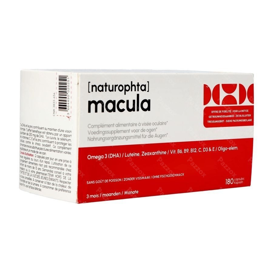 Naturophta Macula Voedingssupplement Ogen 180 Capsules