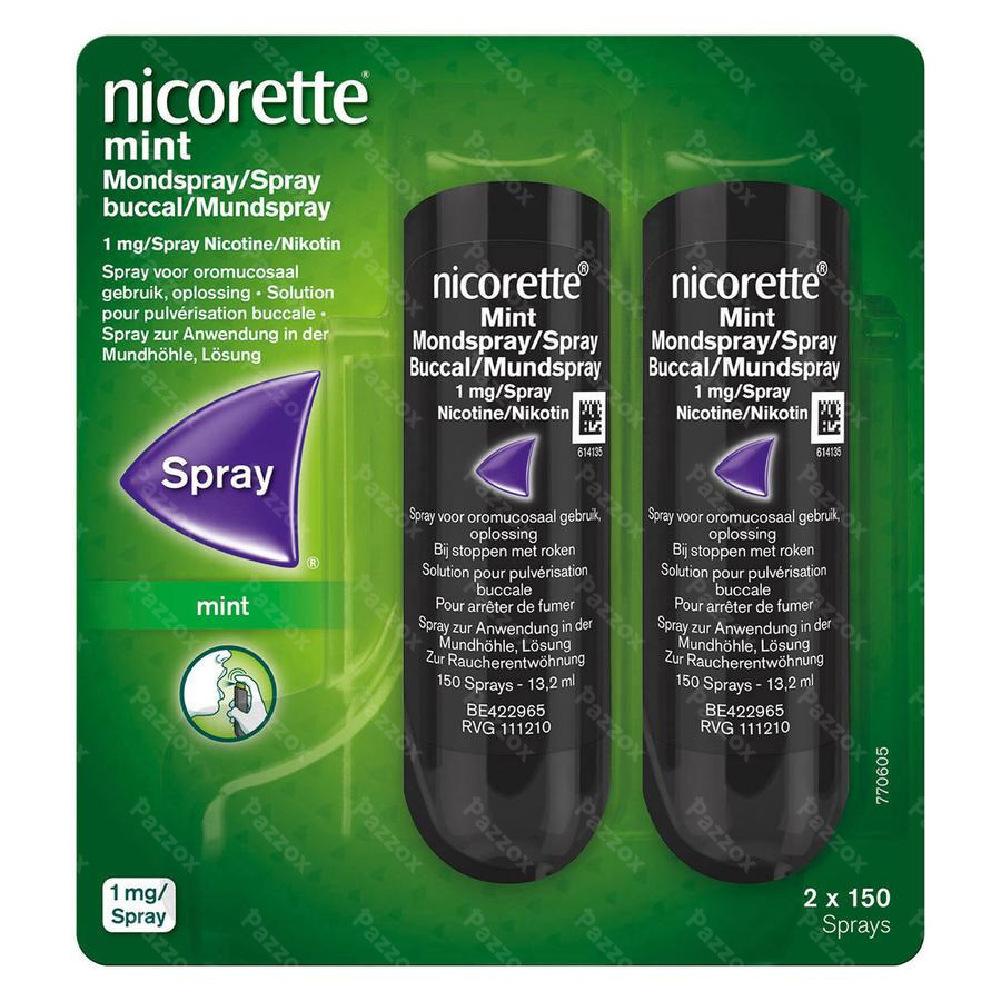 Nicorette Mint 1mg Mondspray Z/suiker 2x150