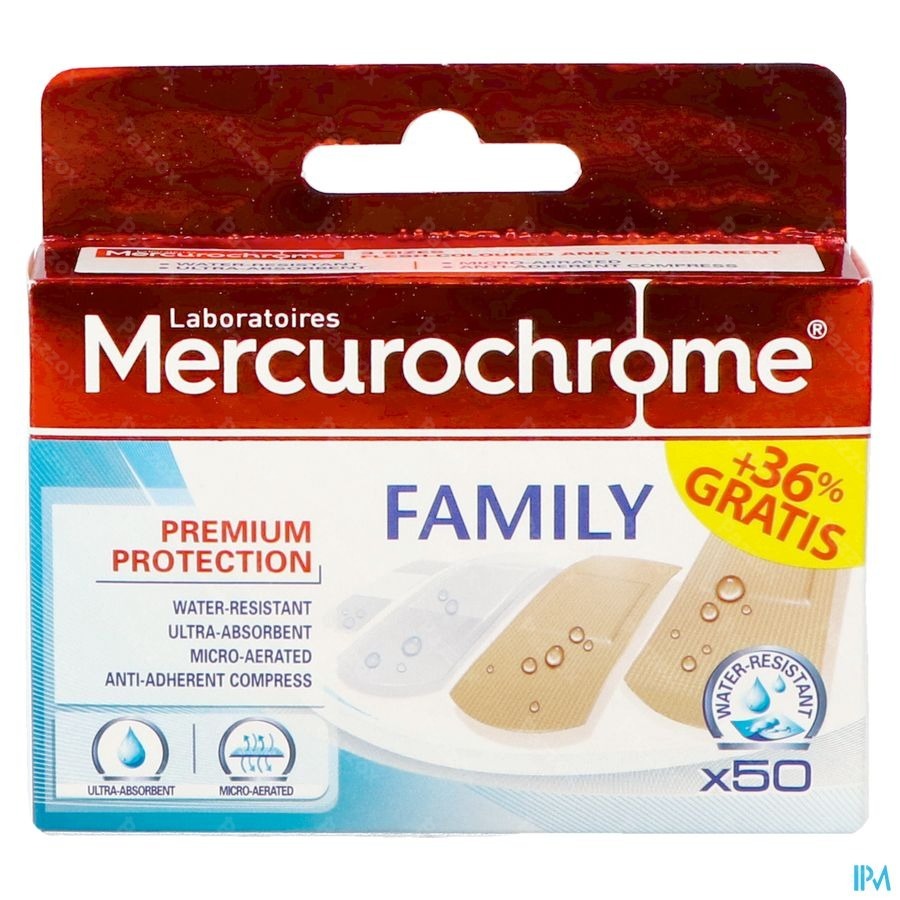 Mercurochrome Familie Pleisters 50+18 Promo