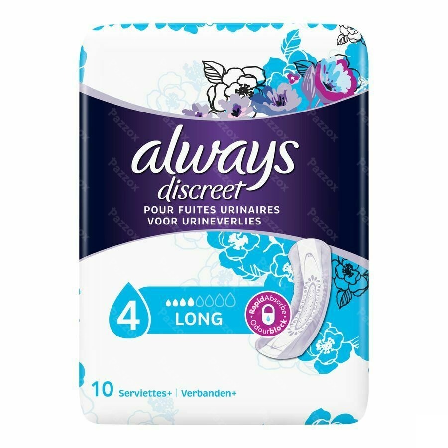 Always Discreet Incontinence Pads Long Sp X10