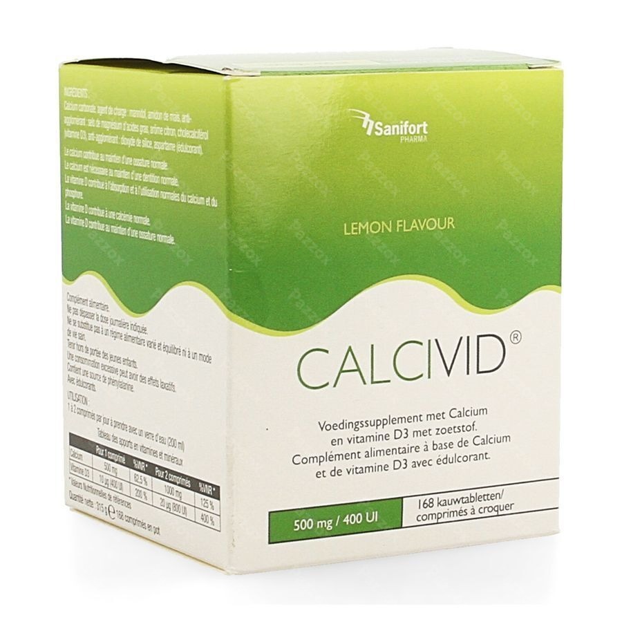 Calcivid 500mg/400ie Lemon Chew 168