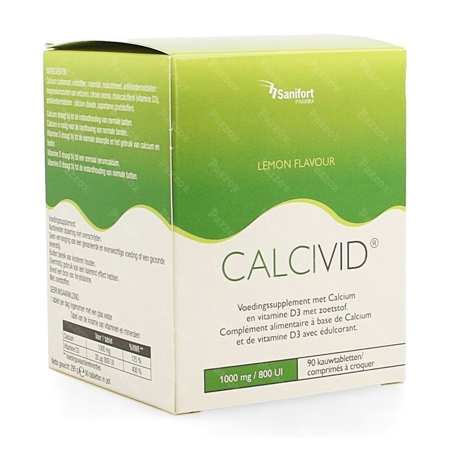 Calcivid 1000mg/800ie Lemon Chew 90