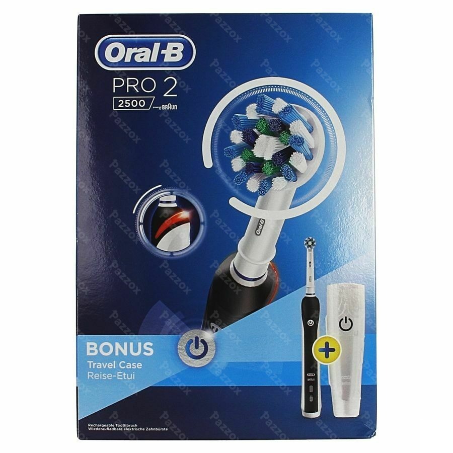Oral B Pro 2 Electrische Tandenborstel Zwart + Reisetui 