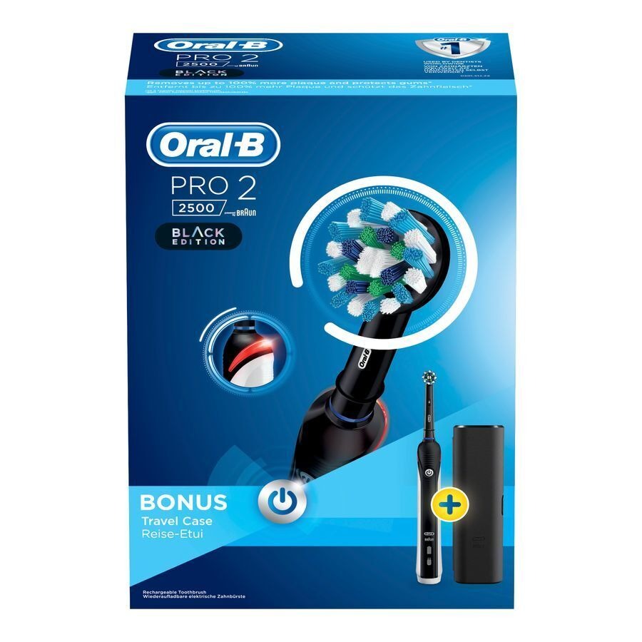 Oral B Pro 2 Electrische Tandenborstel Zwart + Reisetui 
