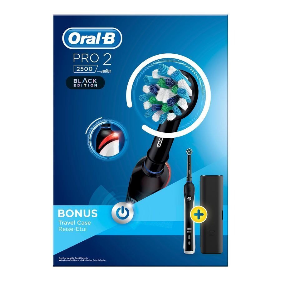 Oral B Pro 2 Electrische Tandenborstel Zwart + Reisetui 