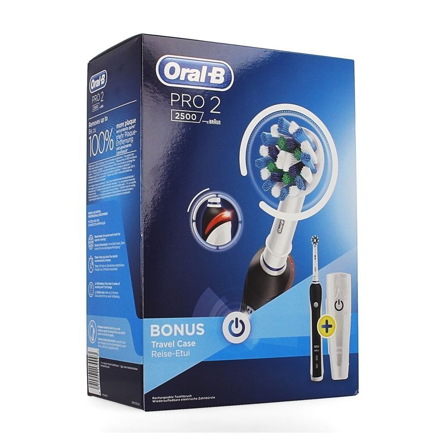 Oral B Pro 2 Electrische Tandenborstel Zwart + Reisetui 